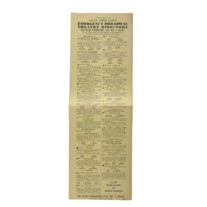 Emergency Broadway Theatre Directory FLYER 1963 Ticket Shows Tchin Forum Oliver